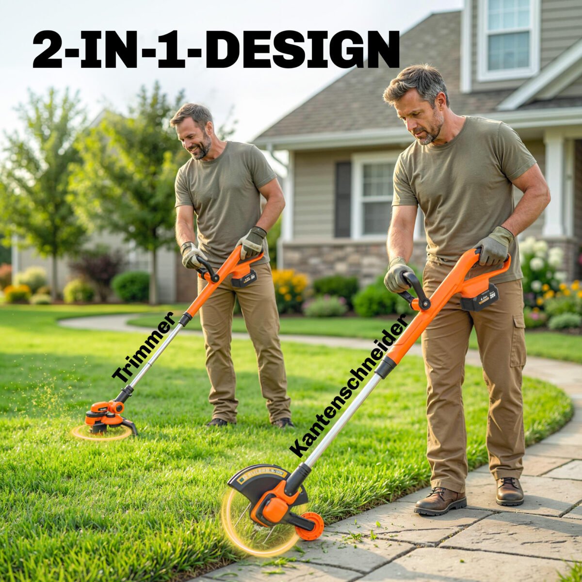 Akumuliatorinis žolės trimeris su dviem baterijomis ir reguliuojama teleskopine rankena – Paveikslėlis 4