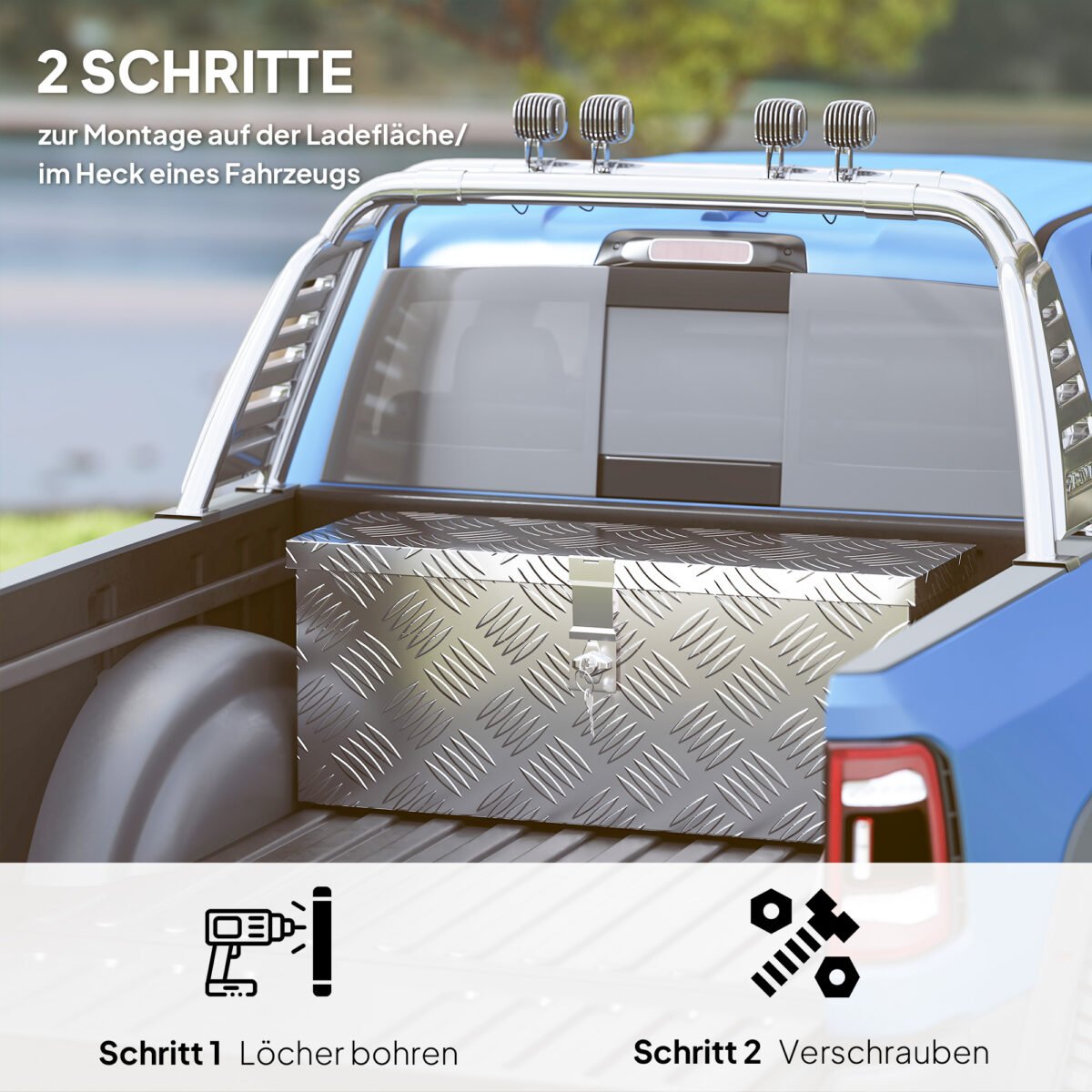 Aliumininė įrankių dėžė su spyna ir raktais 50 x 15,5 x 20,5 cm – Paveikslėlis 6