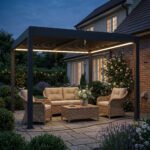 Aliumininė pergola 3x3 m su reguliuojamu lamelių stogu ir LED apšvietimu – Paveikslėlis 2