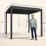 Aliumininė pergola 3x3 m su reguliuojamu lamelių stogu ir LED apšvietimu – Paveikslėlis 3
