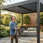 Aliumininė pergola 3x3 m su reguliuojamu lamelių stogu ir LED apšvietimu – Paveikslėlis 9