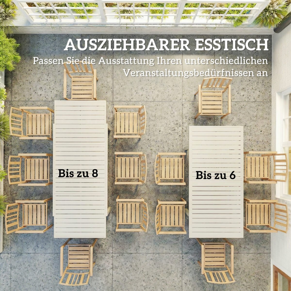 Aliuminis prailginamas sodo stalas 6-8 vietų – Paveikslėlis 4