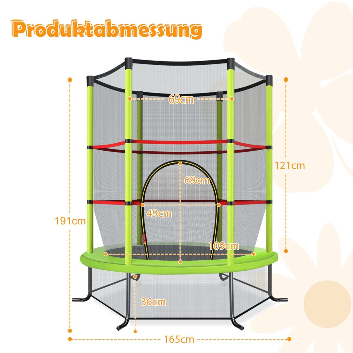 Apvalus batutas su apsauginiu tinklu (Žalia) – Paveikslėlis 2