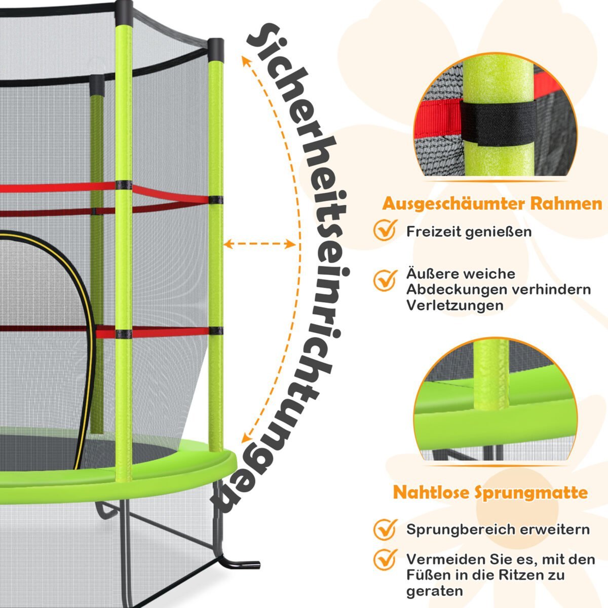 Apvalus batutas su apsauginiu tinklu (Žalia) – Paveikslėlis 3
