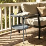 Apvalus metalinis balkono staliukas su reguliuojamomis kojelėmis ir dviejų pakopų dizainu 36 cm – Paveikslėlis 7