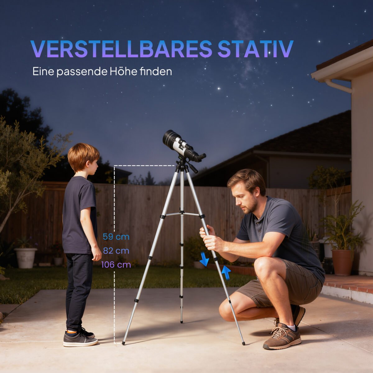 Astronominis teleskopas su 70 mm objektyvu ir reguliuojamo aukščio stovu – Paveikslėlis 7