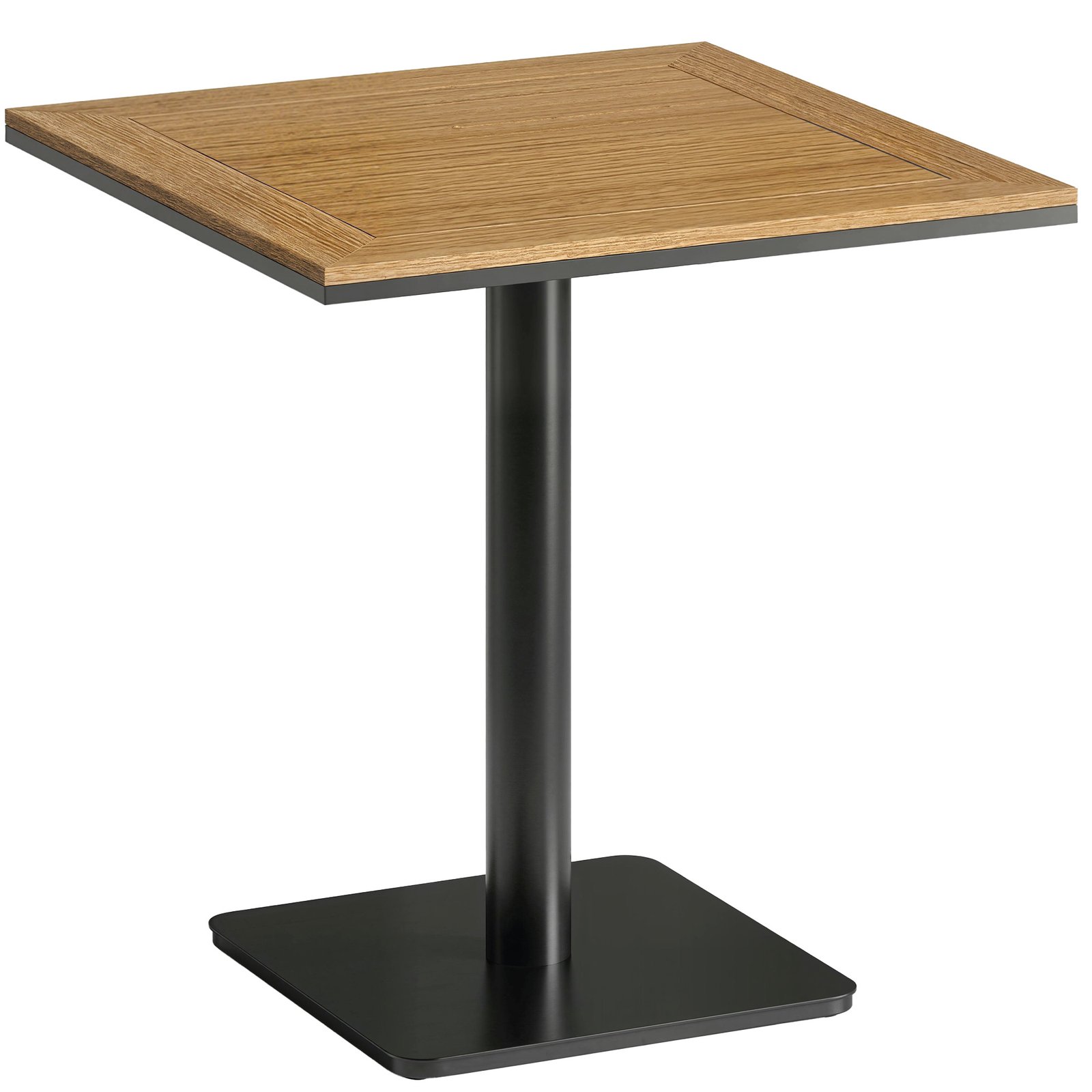 Atsparus oro sąlygoms kvadratinis lauko staliukas su medžio imitacijos stalviršiu