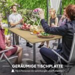 Atsparus oro sąlygoms lauko stalas 150x90 cm su skėčio anga
