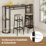 Baro stalas su saugykla ir marmuro imitacijos stalviršiu (Juoda)