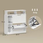 Batų spintelė su 2 atverčiamomis durelėmis, reguliuojamosiomis pertvaromis ir atviru skyriumi, skirta 12 porų batų – Paveikslėlis 3