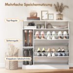 Batų spintelė su 2 atverčiamomis durelėmis, reguliuojamosiomis pertvaromis ir atviru skyriumi, skirta 12 porų batų – Paveikslėlis 4