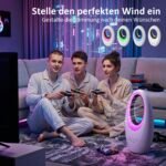Bokštinis ventiliatorius be menčių su tyliu 36 dB veikimu ir LED apšvietimu