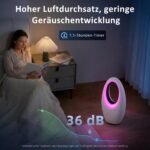 Bokštinis ventiliatorius be menčių su tyliu 36 dB veikimu ir LED apšvietimu
