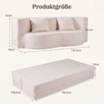 Sulankstoma sofa-lova su švelniu Teddy-Fleece audiniu (Smėlio)
