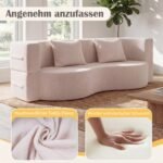 Sulankstoma sofa-lova su švelniu Teddy-Fleece audiniu (Smėlio)