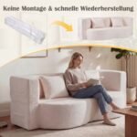 Sulankstoma sofa-lova su švelniu Teddy-Fleece audiniu (Smėlio)