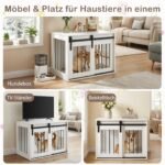 Daugiafunkcinė šunų dėžė su stumdomomis durimis ir šoniniu staliuku (Balta) – Paveikslėlis 3