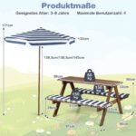 Daugiafunkcinis vaikiškas pikniko stalas su reguliuojamu ir nuimamu skėčiu nuo saulės (Mėlyna) – Paveikslėlis 2