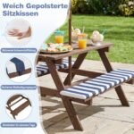 Daugiafunkcinis vaikiškas pikniko stalas su reguliuojamu ir nuimamu skėčiu nuo saulės (Mėlyna) – Paveikslėlis 4