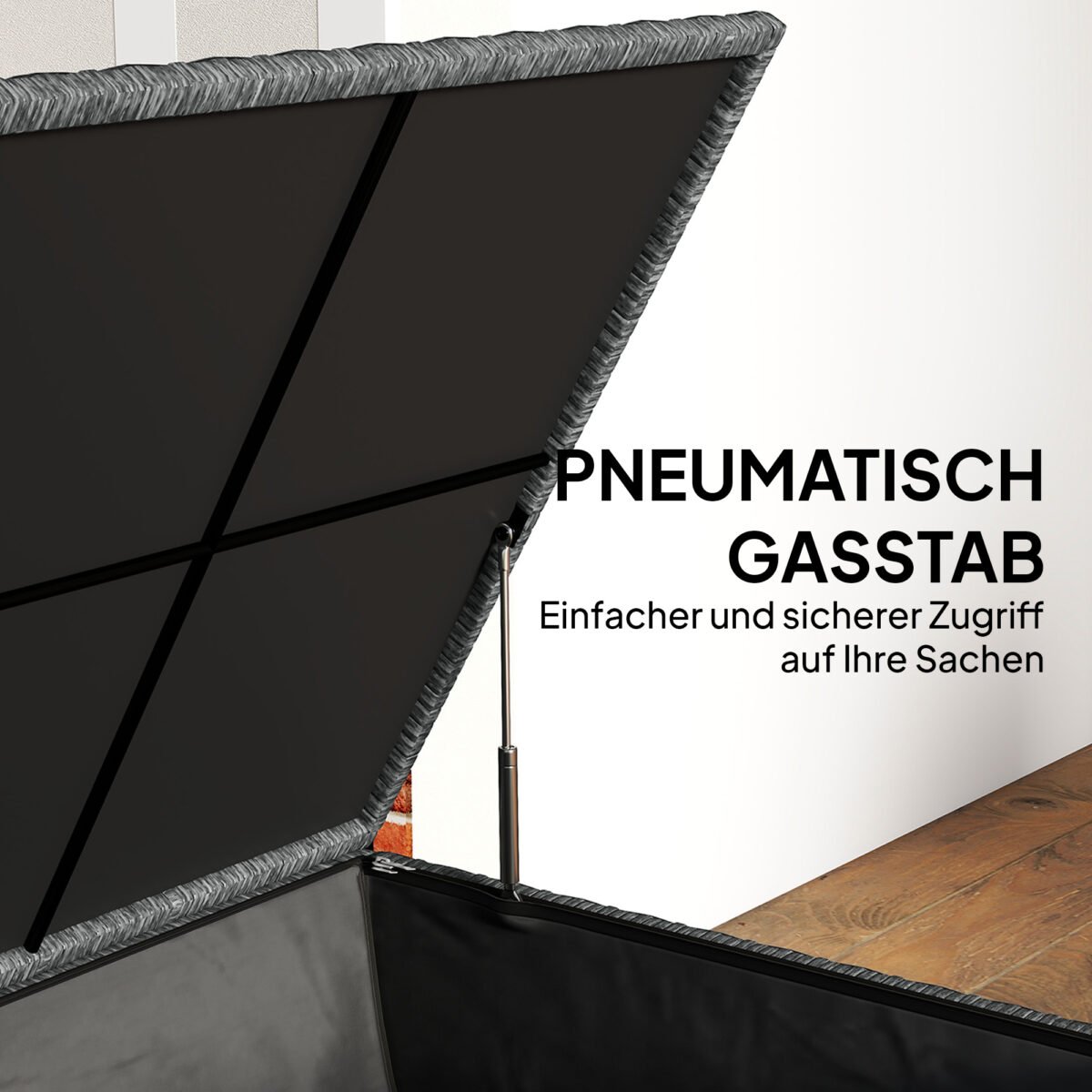 Didelė 650 l talpos ratano lauko daiktadėžė su ratukais – Paveikslėlis 7