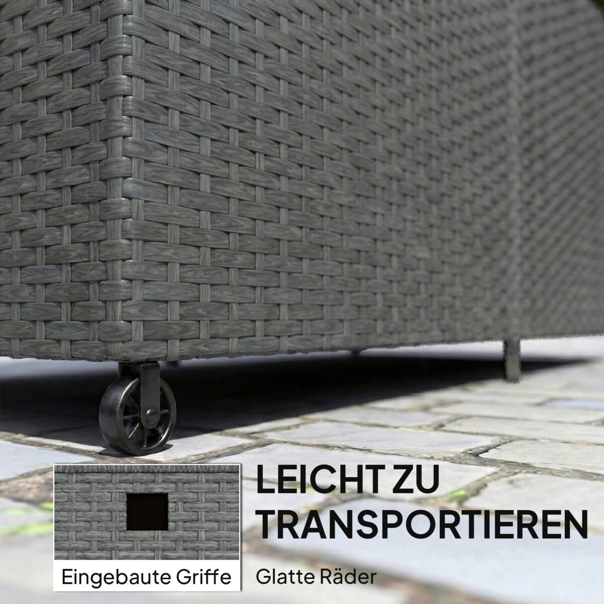 Didelė 650 l talpos ratano lauko daiktadėžė su ratukais – Paveikslėlis 8