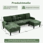 Didelė U formos kampinė sofa 5-6 asmenims (Žalia) – Paveikslėlis 2