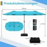 Didelis dvigubas sodo skėtis nuo saulės su stabilizuojančiu stovu 400 x 212 cm (Turkio)