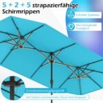 Didelis dvigubas sodo skėtis nuo saulės su stabilizuojančiu stovu 400 x 212 cm (Turkio)