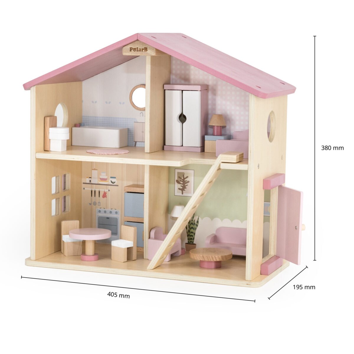 Didelis medinis lėlių namelis su 17 dalių – Paveikslėlis 11