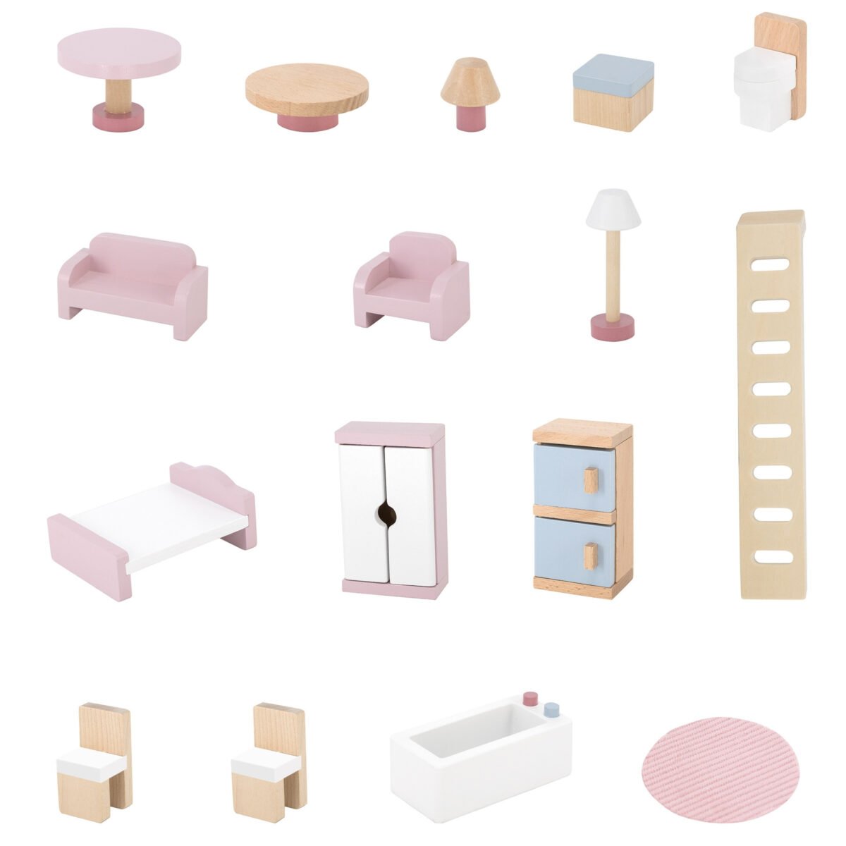 Didelis medinis lėlių namelis su 17 dalių – Paveikslėlis 12