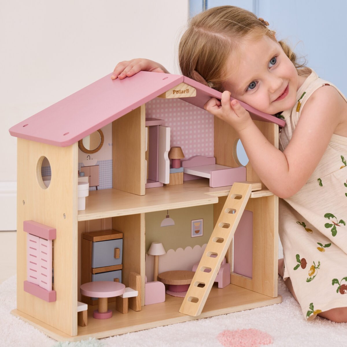 Didelis medinis lėlių namelis su 17 dalių – Paveikslėlis 4