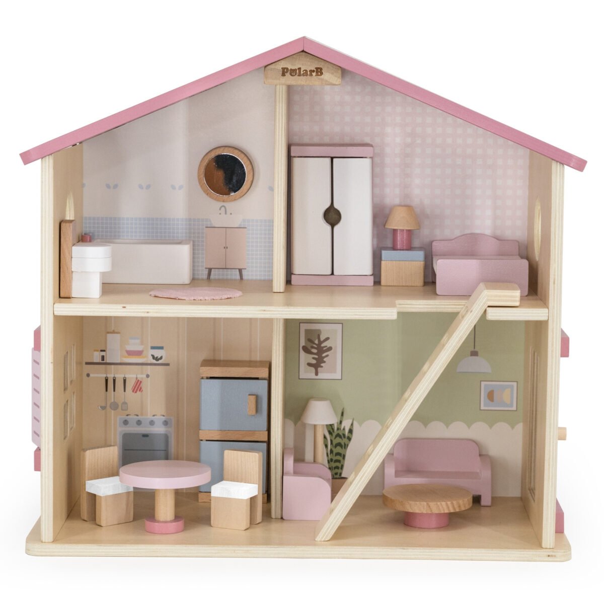 Didelis medinis lėlių namelis su 17 dalių – Paveikslėlis 9
