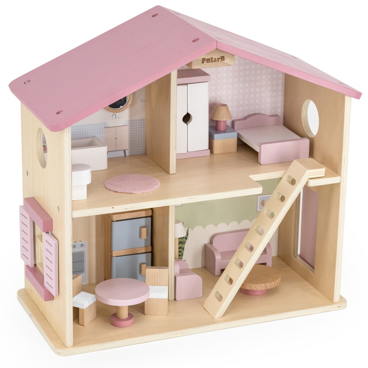 Didelis medinis lėlių namelis su 17 dalių – Paveikslėlis 10