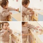 Didelis medinis virtuvės rinkinys su virykle, skalbykle ir šaldytuvu – Paveikslėlis 3