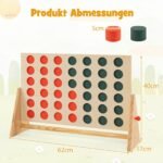 Didelis pušinės medienos žaidimas „Keturi iš eilės“ su 42 figūrėlėmis (Natūrali) – Paveikslėlis 2