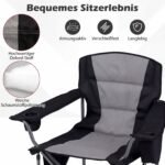 Didelis sulankstomas kempingo krėslas su įmontuotu šaldymo krepšiu ir gėrimų laikikliu (Juoda)