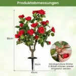 Dirbtinių rožių rinkinys su žemės smaigais (2 vnt.) (Raudona ir Žalia)