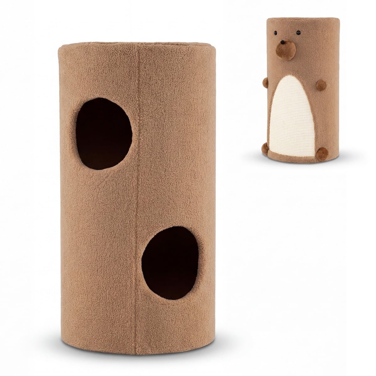 Dviaukštis kačių namelis su integruota sizalio draskykle (Ruda)