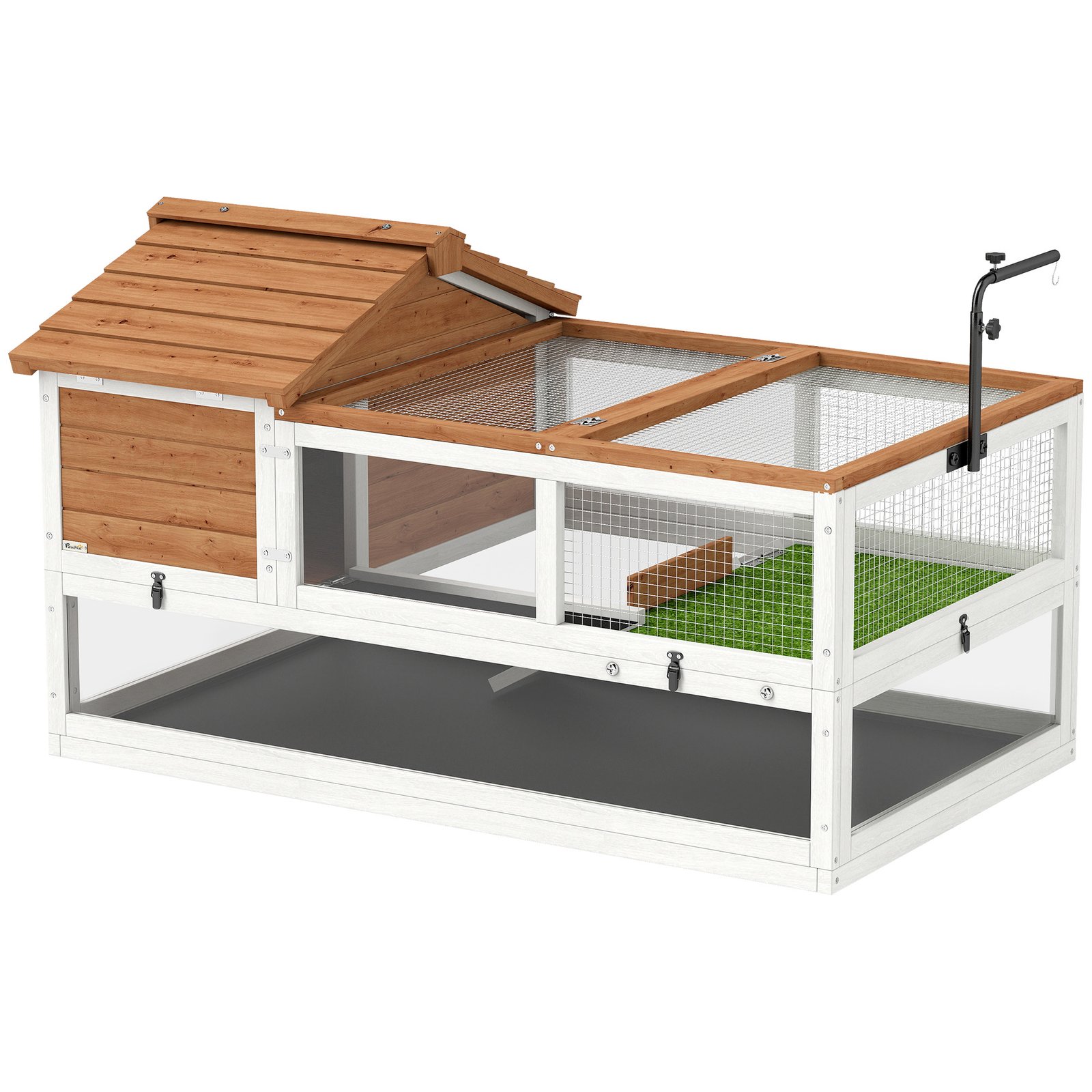 Dviaukštis vėžlių aptvaras su reguliuojamu lempos laikikliu