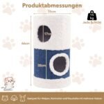 Dviejų aukštų kačių namelis su sizaline draskykle (Mėlyna ir balta) – Paveikslėlis 2