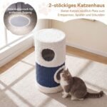 Dviejų aukštų kačių namelis su sizaline draskykle (Mėlyna ir balta) – Paveikslėlis 3