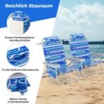 Dviejų dalių sulankstomų paplūdimio kėdžių rinkinys su reguliuojamu atlošu (Žalsvai mėlyna)