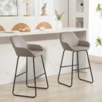 Dviejų patogių baro kėdžių komplektas su metalinėmis kojomis – Paveikslėlis 2