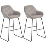 Dviejų patogių baro kėdžių komplektas su metalinėmis kojomis