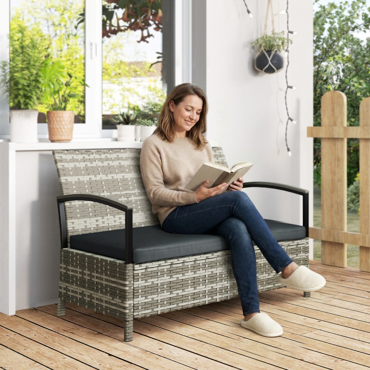 Dviejų vietų sodo suoliukas su daiktadėže – Paveikslėlis 2