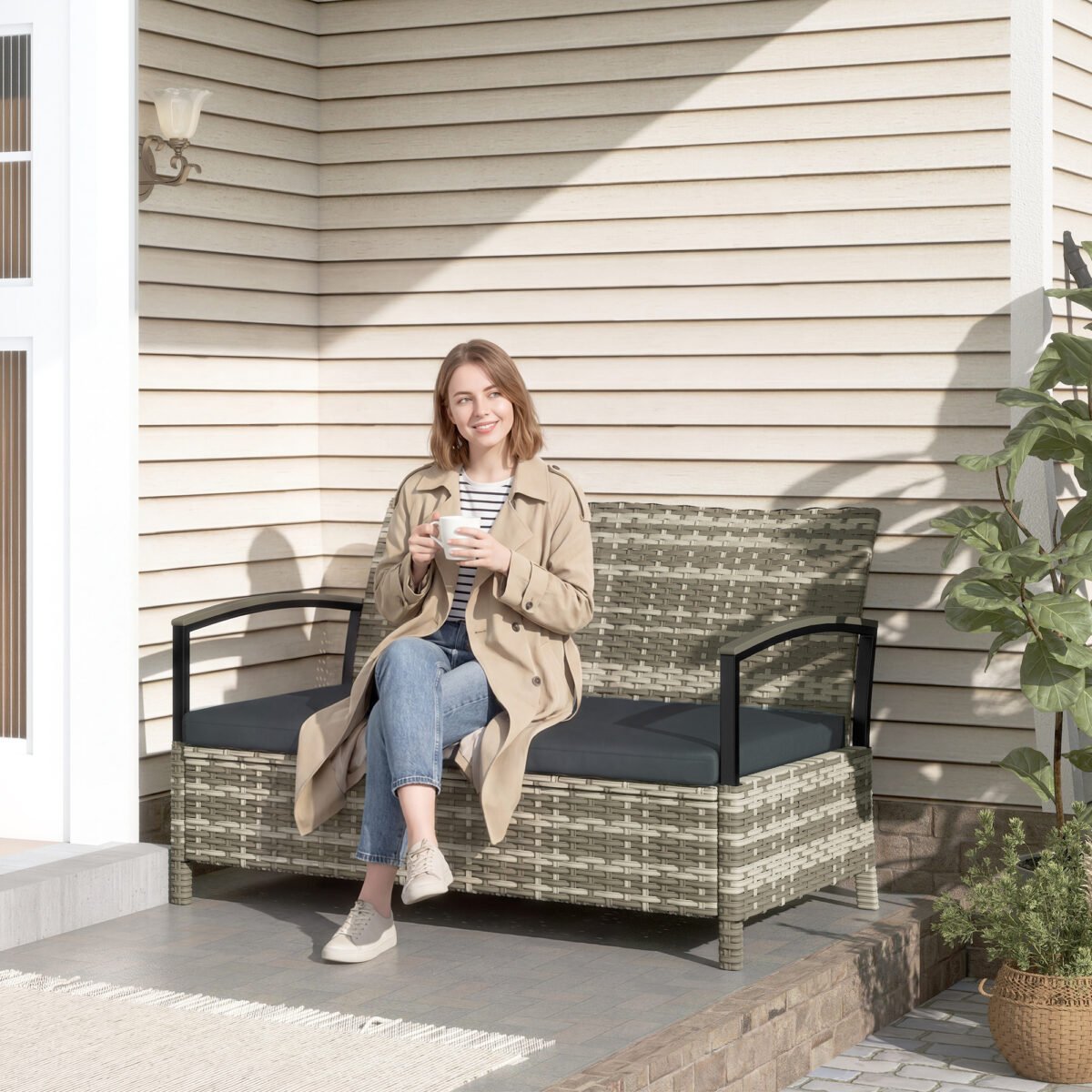 Dviejų vietų sodo suoliukas su daiktadėže – Paveikslėlis 9