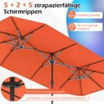 Dvigubas lauko skėtis su stovu 400 x 212 cm (Oranžinė) – Paveikslėlis 3