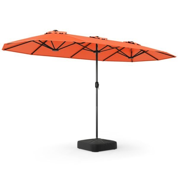 Dvigubas lauko skėtis su stovu (Oranžinė)