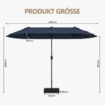 Dvigubas sodo skėtis su stovu 400 x 212 cm (Tamsiai mėlyna) – Paveikslėlis 2