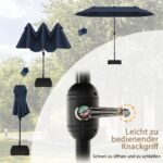 Dvigubas sodo skėtis su stovu 400 x 212 cm (Tamsiai mėlyna) – Paveikslėlis 4